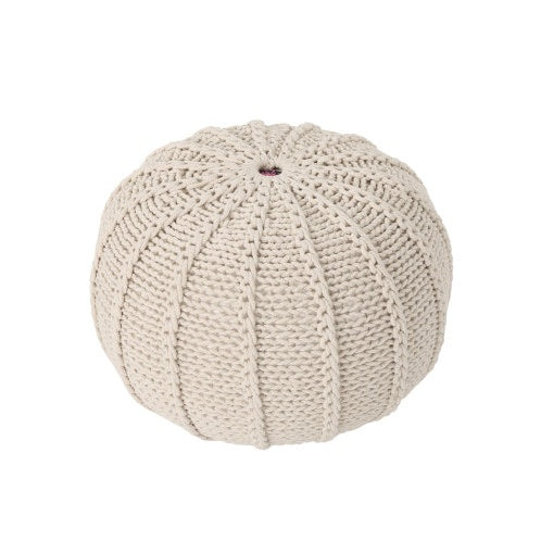 Bordeaux Knitted Cotton Round Pouf