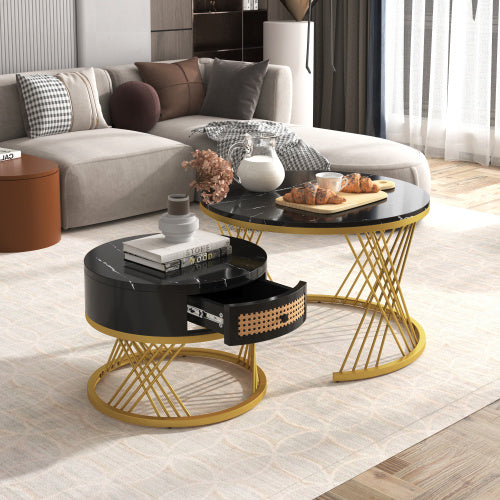 Fibreboard Metal Round Coffee Table