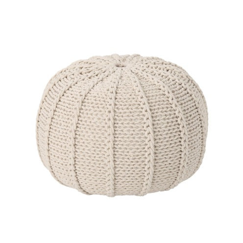 Bordeaux Knitted Cotton Round Pouf