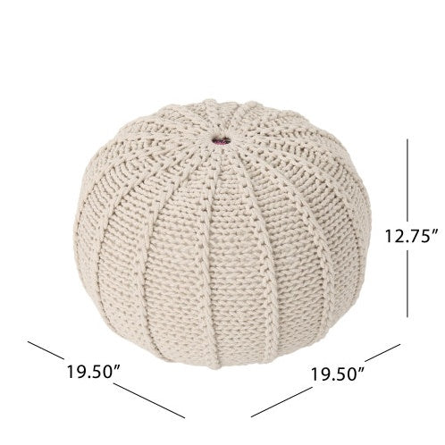 Bordeaux Knitted Cotton Round Pouf